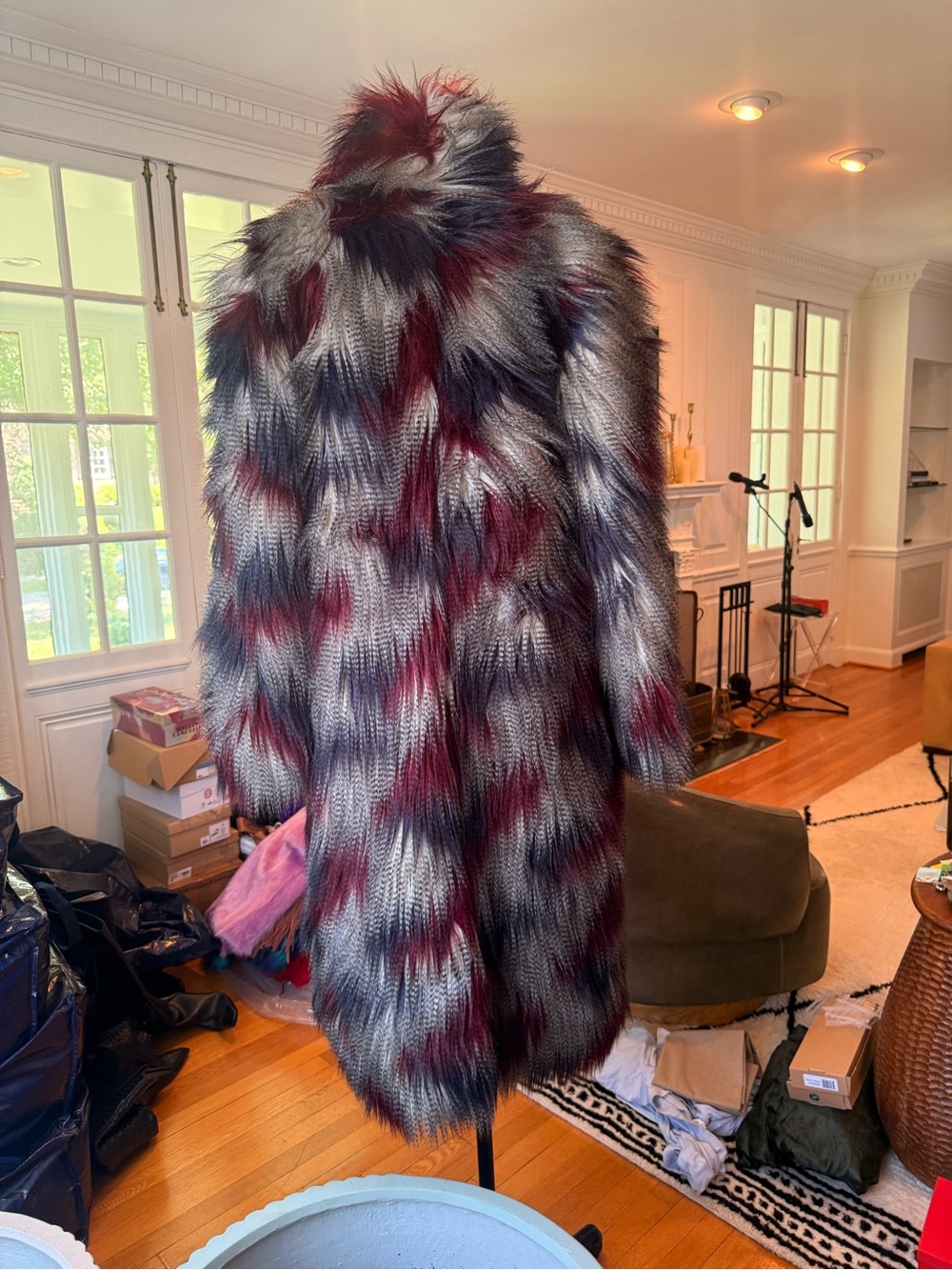(NWOT) Anthropologie Multi-Color Faux Fur Long Coat - Picture 4 of 4